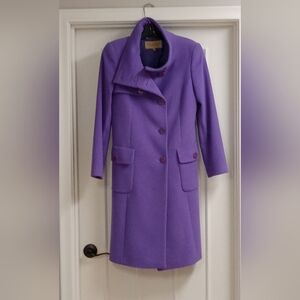 Women's Purple Wool-Blend Long Coat